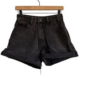 Dissh Faded Wash Black Denim Rolled Cuffed Sumer Shorts Size 8